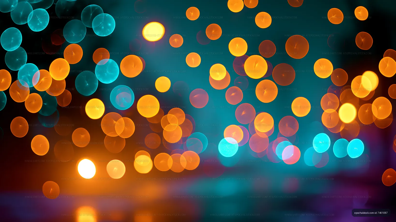 Colorful light bokeh effect on a blurred urban street at night