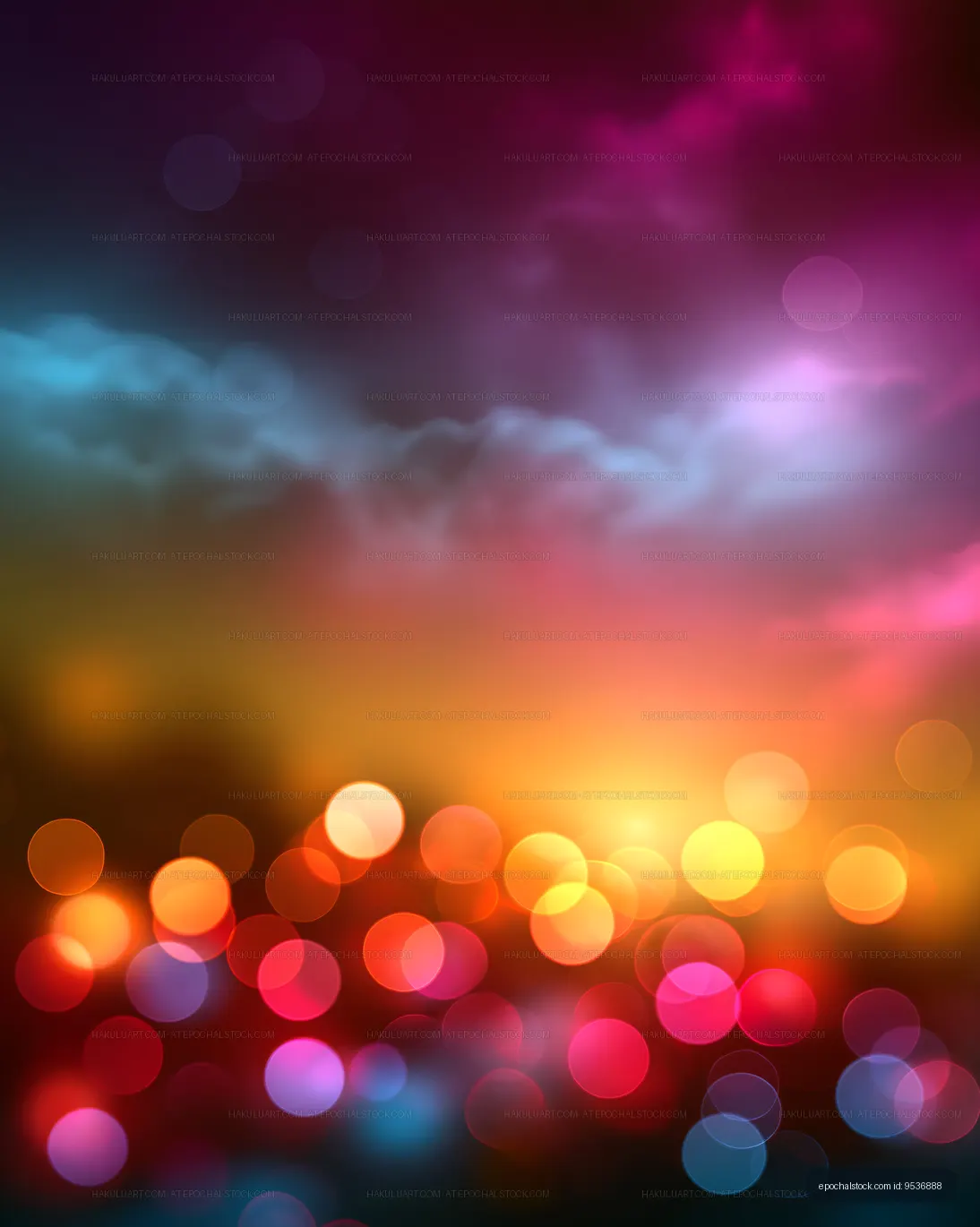 Bokeh lights in vibrant colors create a dreamy background