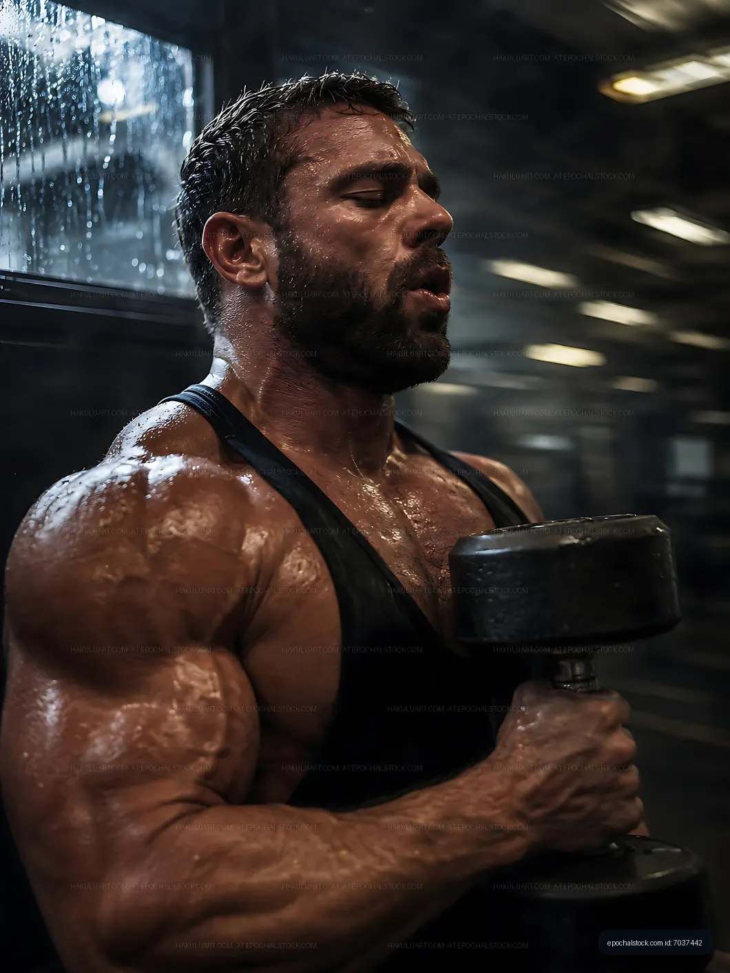 Man lifting weights in a gym environment
