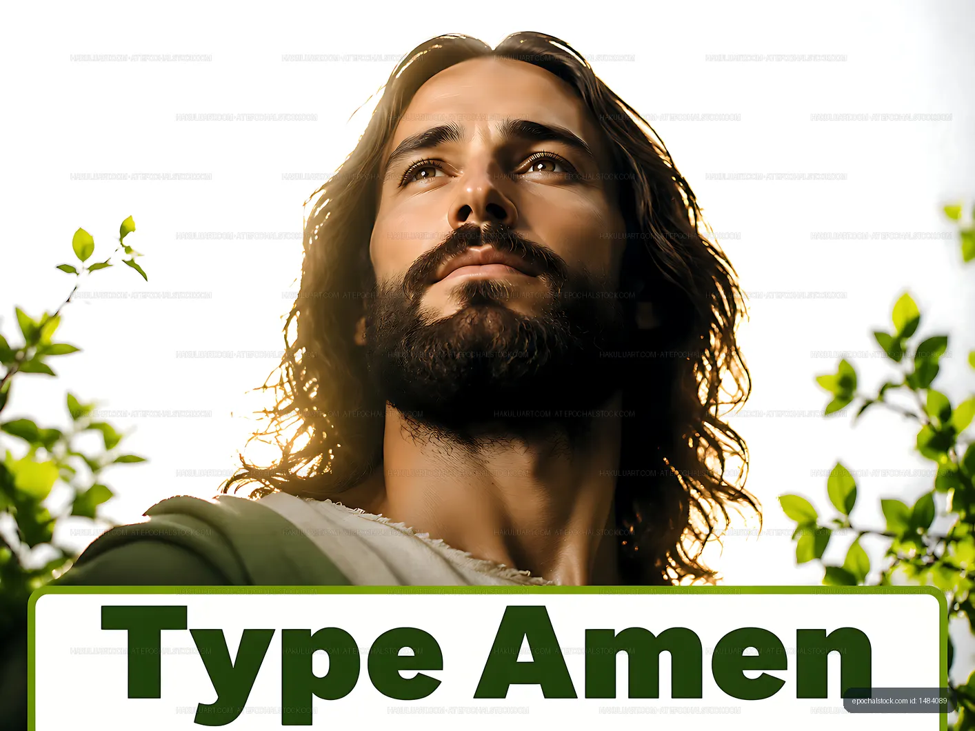 Man with long hair and beard in nature with text below