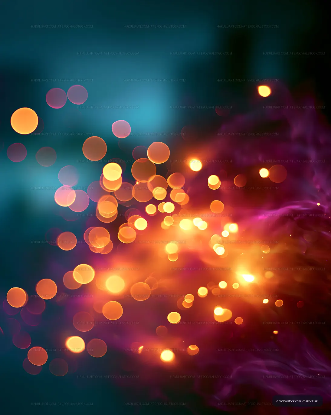Colorful bokeh lights with abstract patterns in dark background