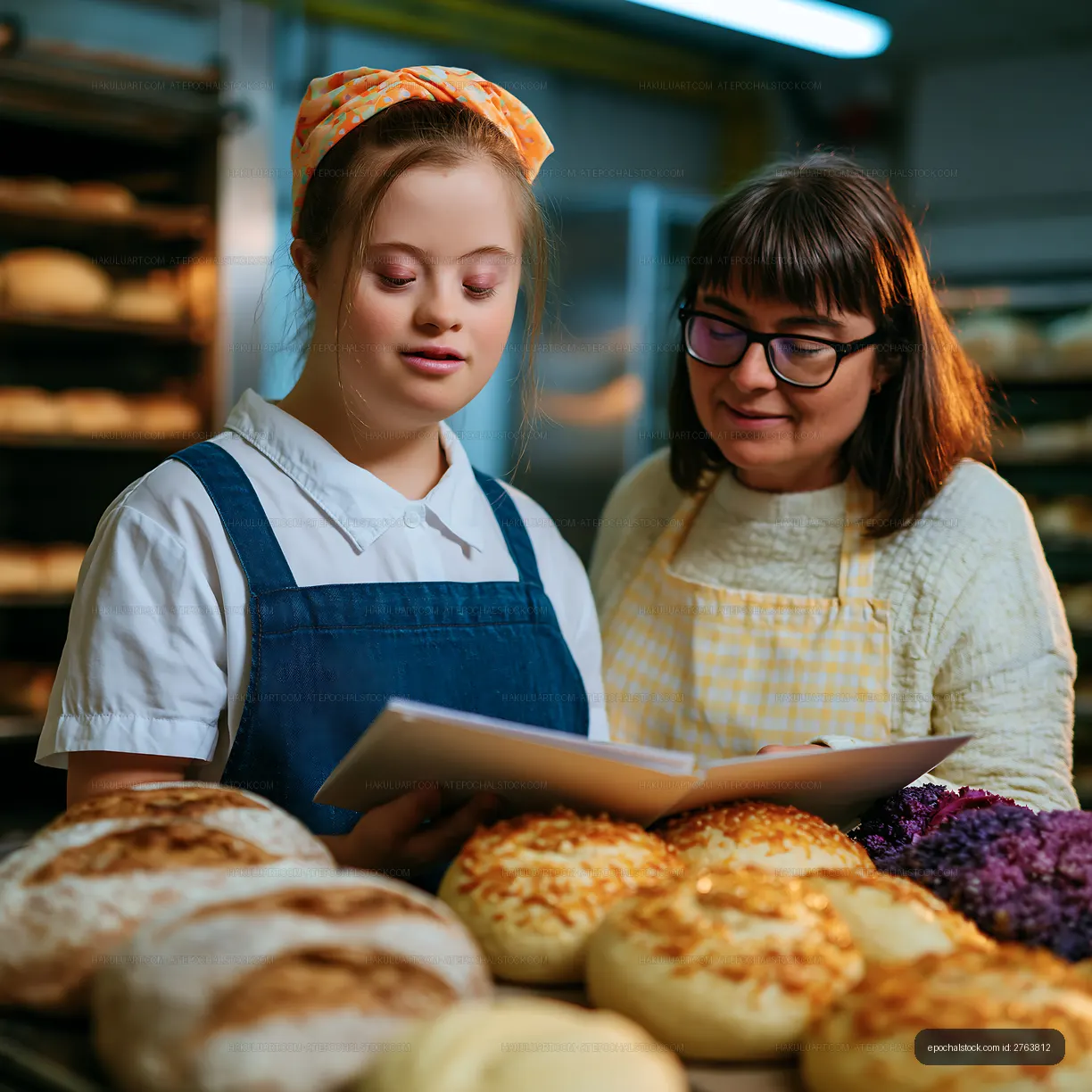 Baking bread together in a bakery with smiles and learning