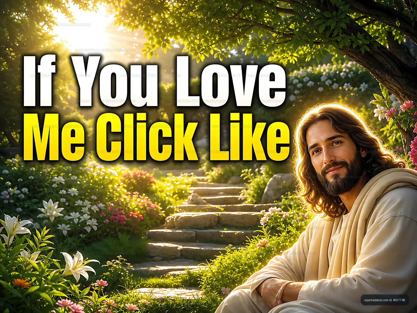 Man with long hair in garden with text encouraging interaction