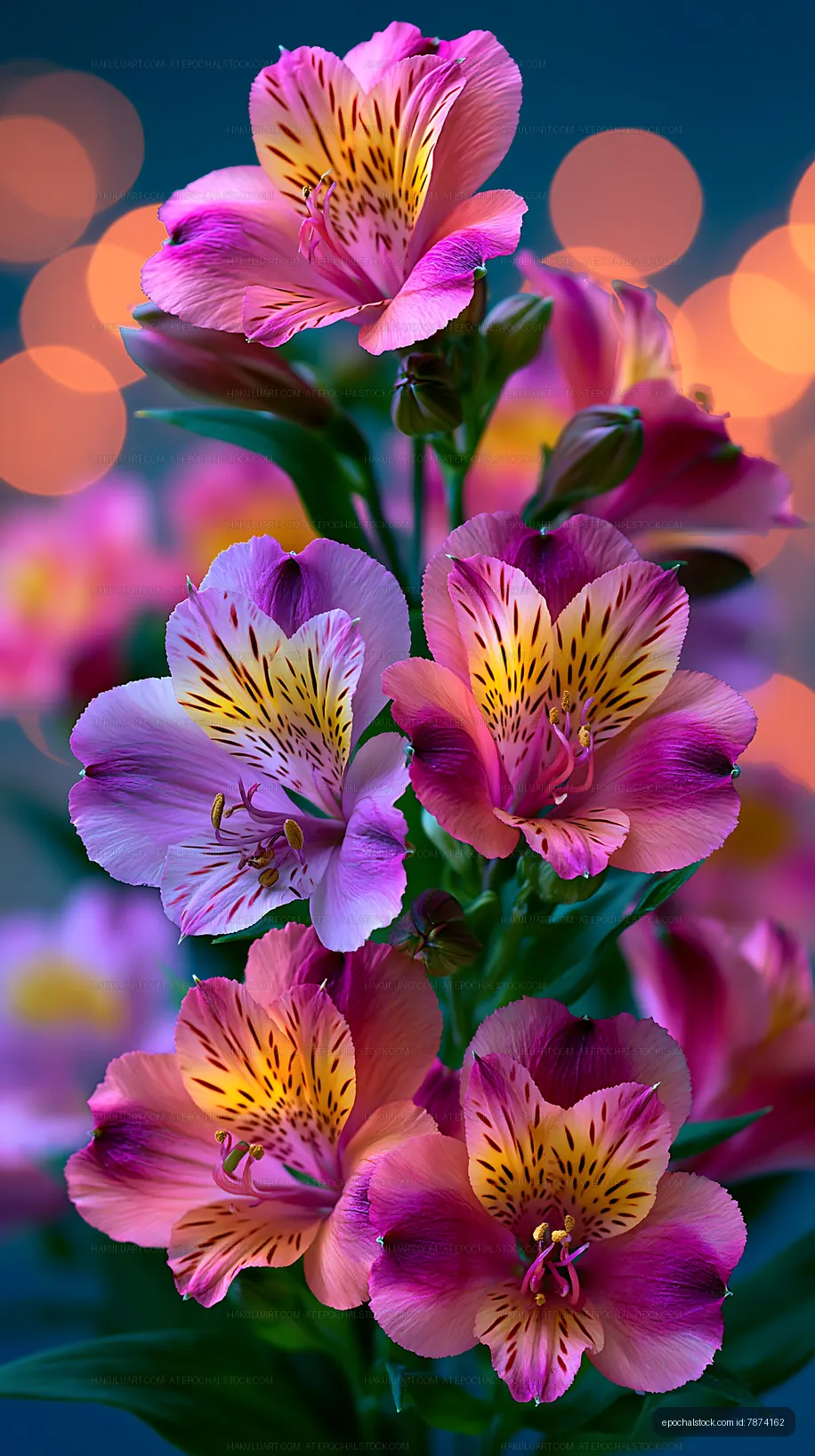 Colorful flowers with vibrant petals on a blurred background