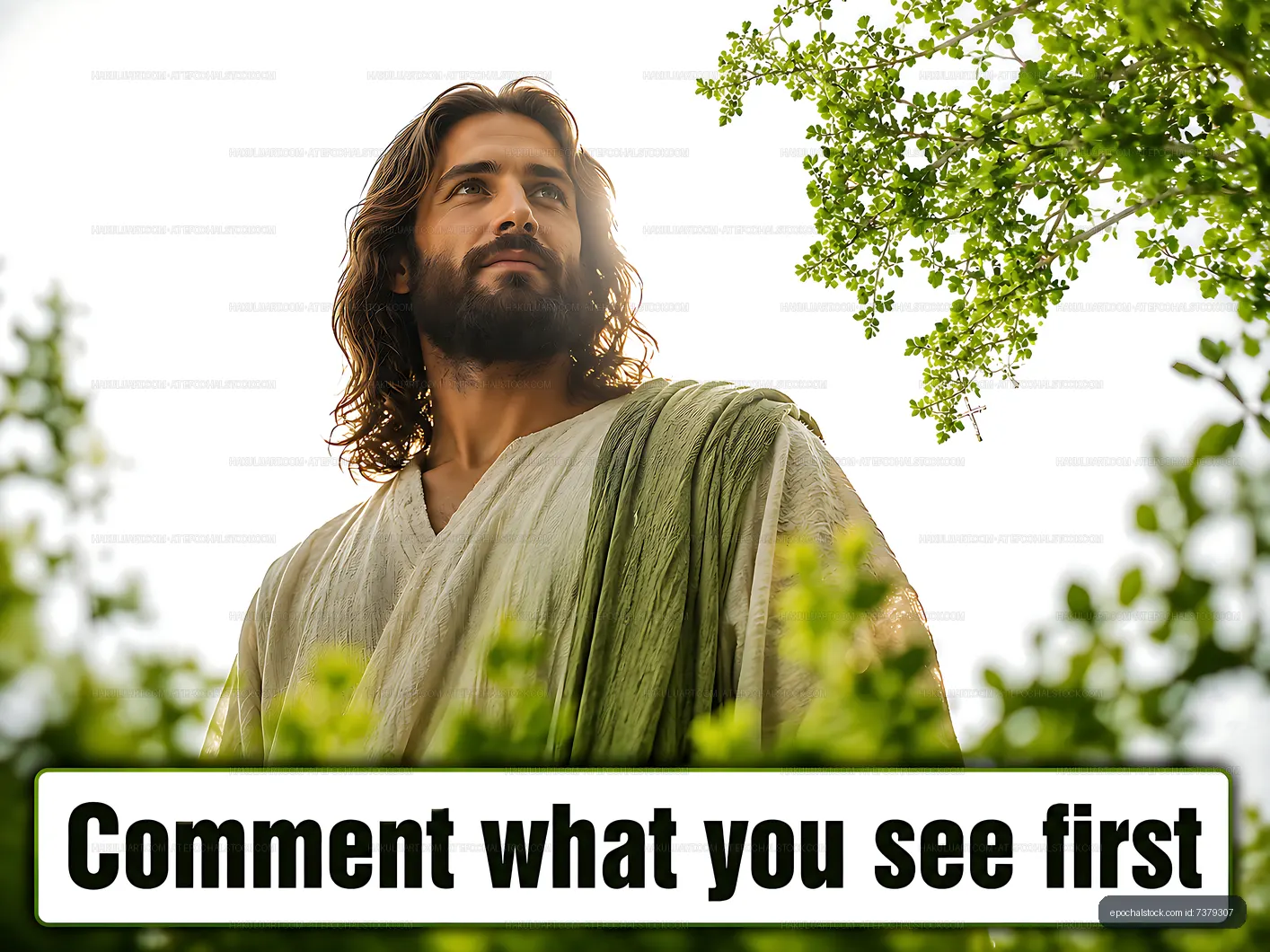 Man in robe stands among trees with sunlight filtering through