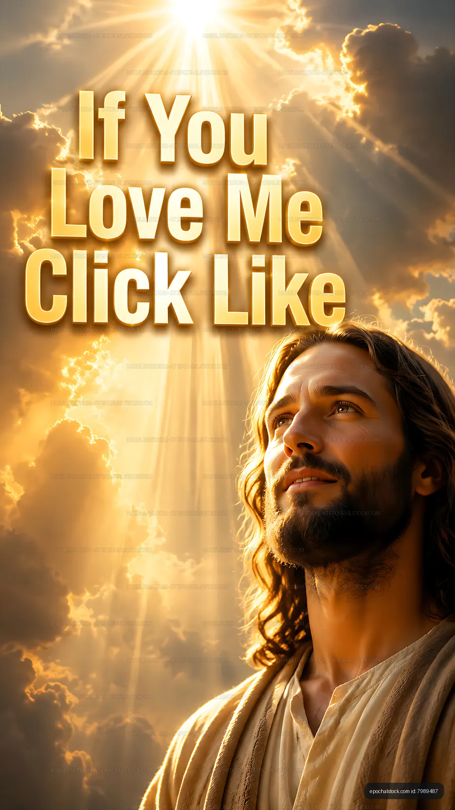 Man looking up with sunlight and clouds in background