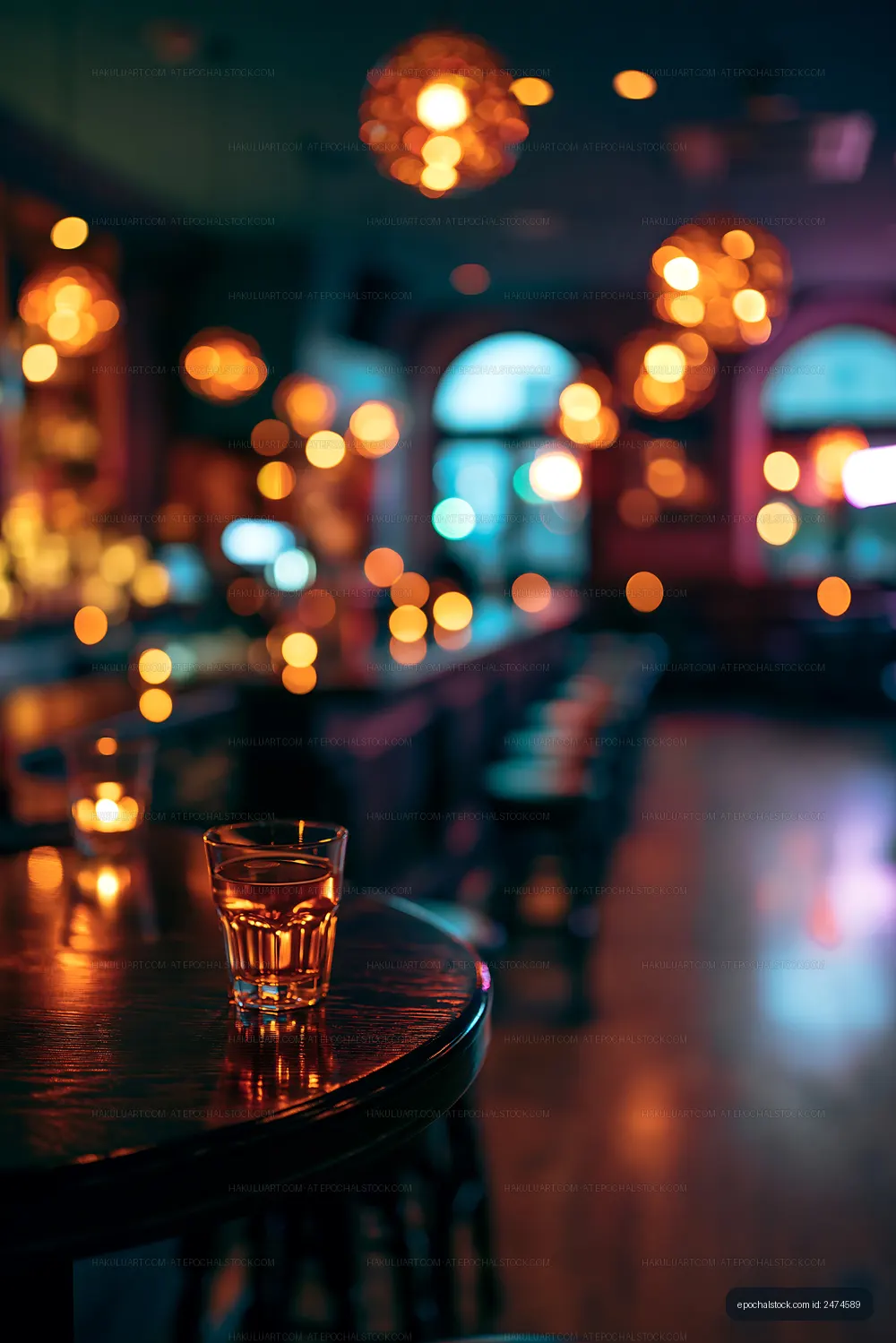 Warm lights and drinks in a cozy bar setting