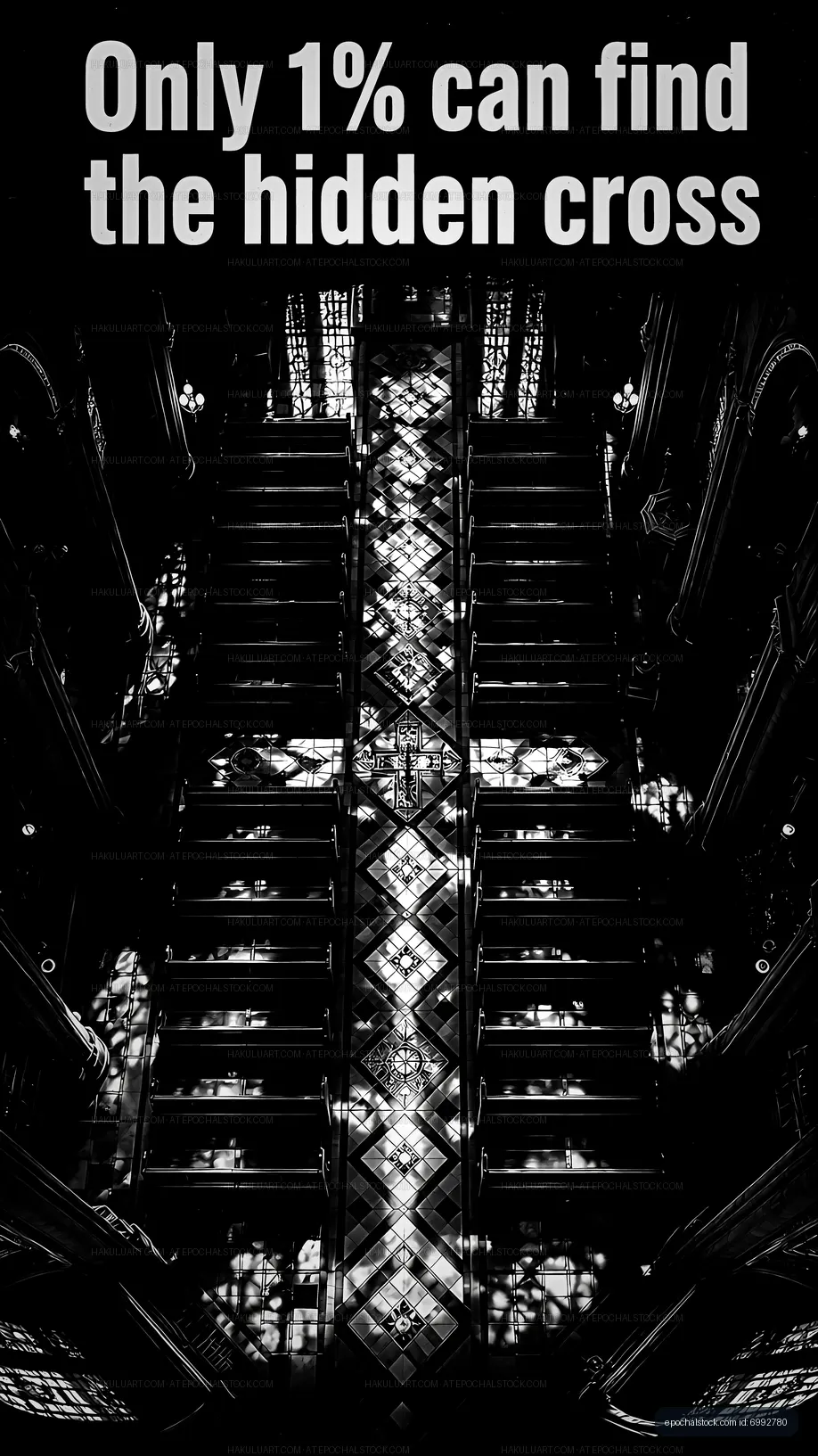 Hidden cross challenge in a church interior