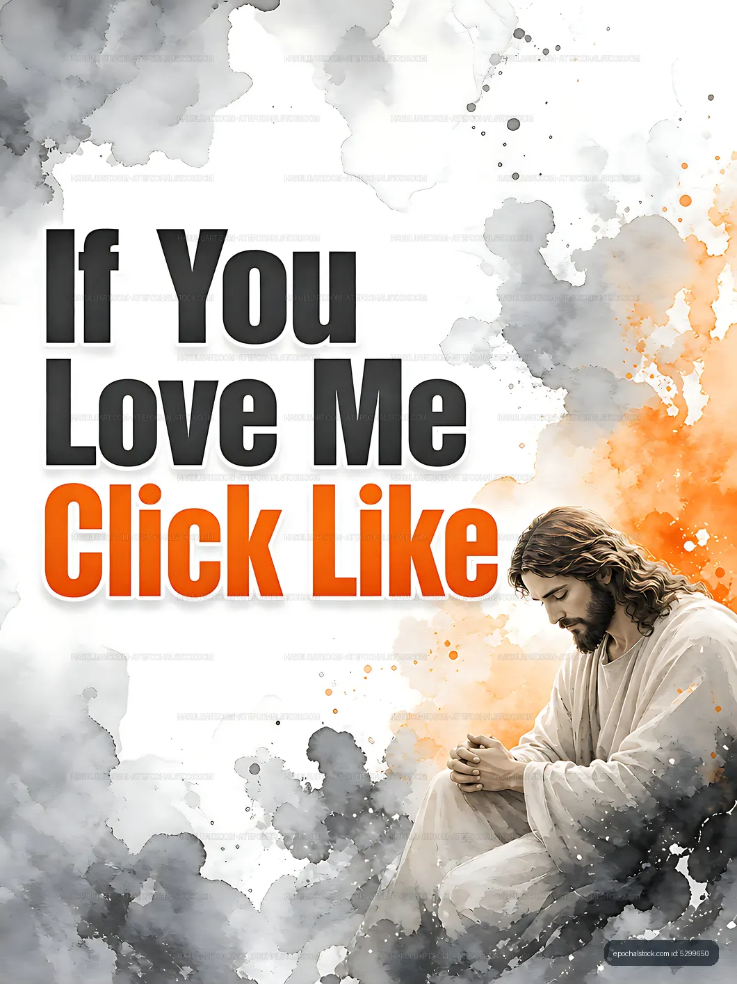 Graphic of Jesus with text encouraging social media interaction