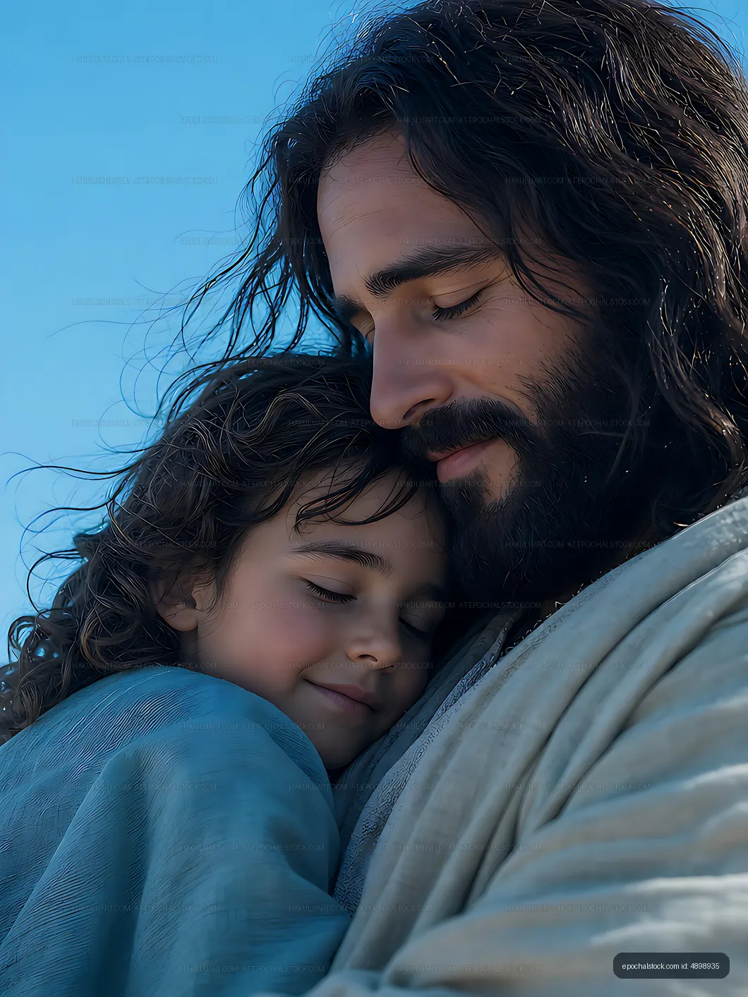 Father and child sharing a warm embrace outdoors