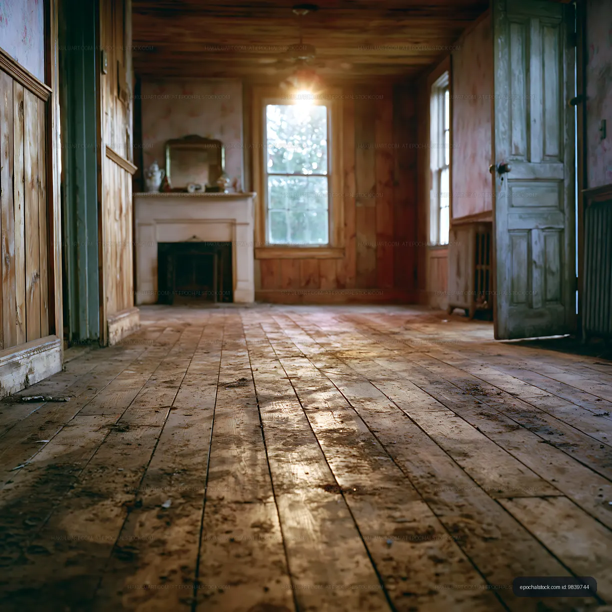 Abandoned room with dust and light coming through the window