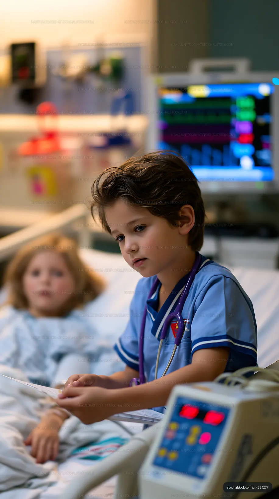 Child in hospital with another child in background