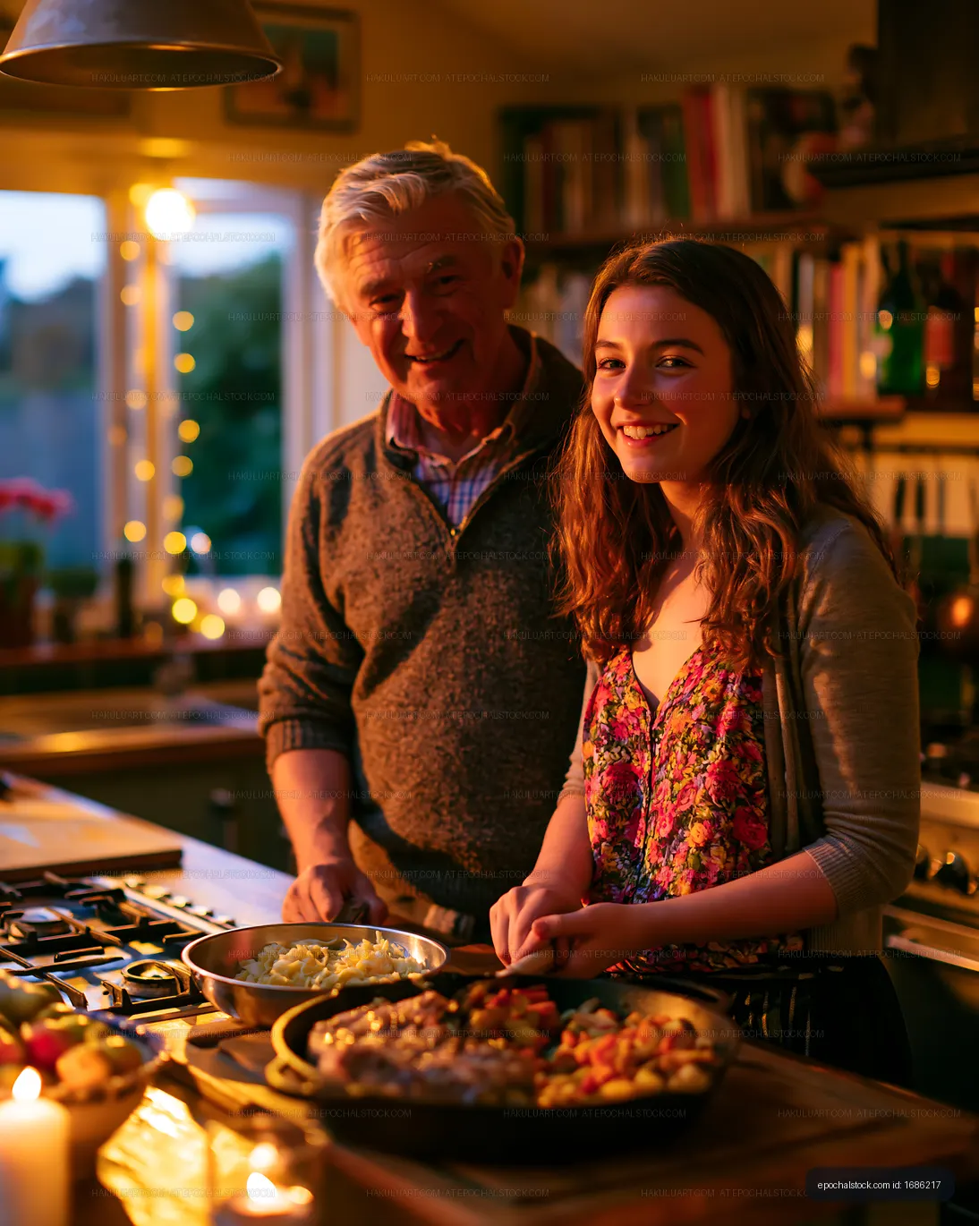 Cooking together in a cozy kitchen with family