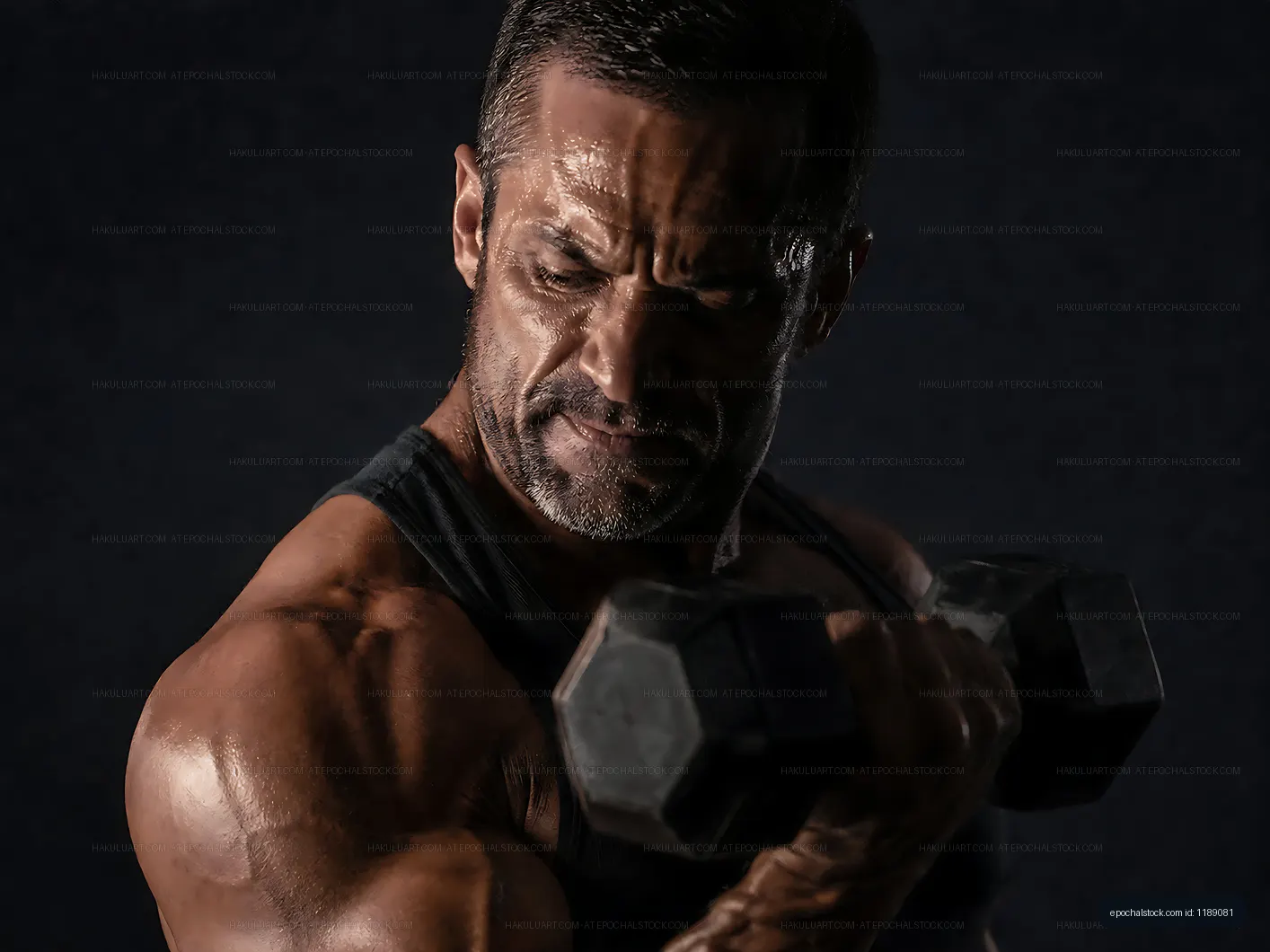 Man lifts dumbbell in gym setting during strength training session