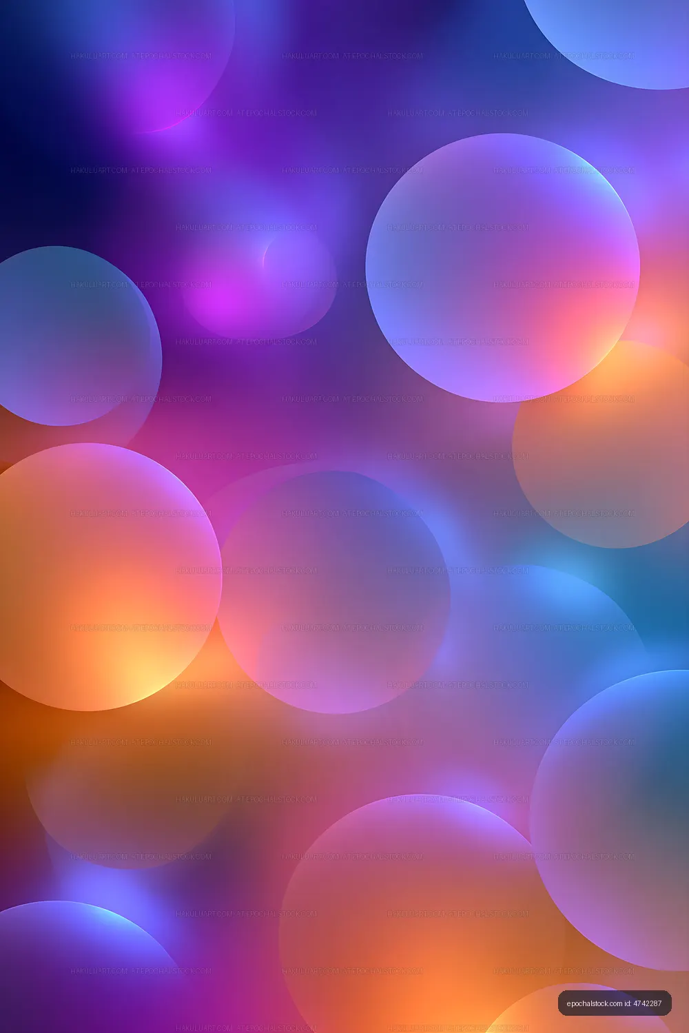 Colorful abstract bubbles on a gradient background
