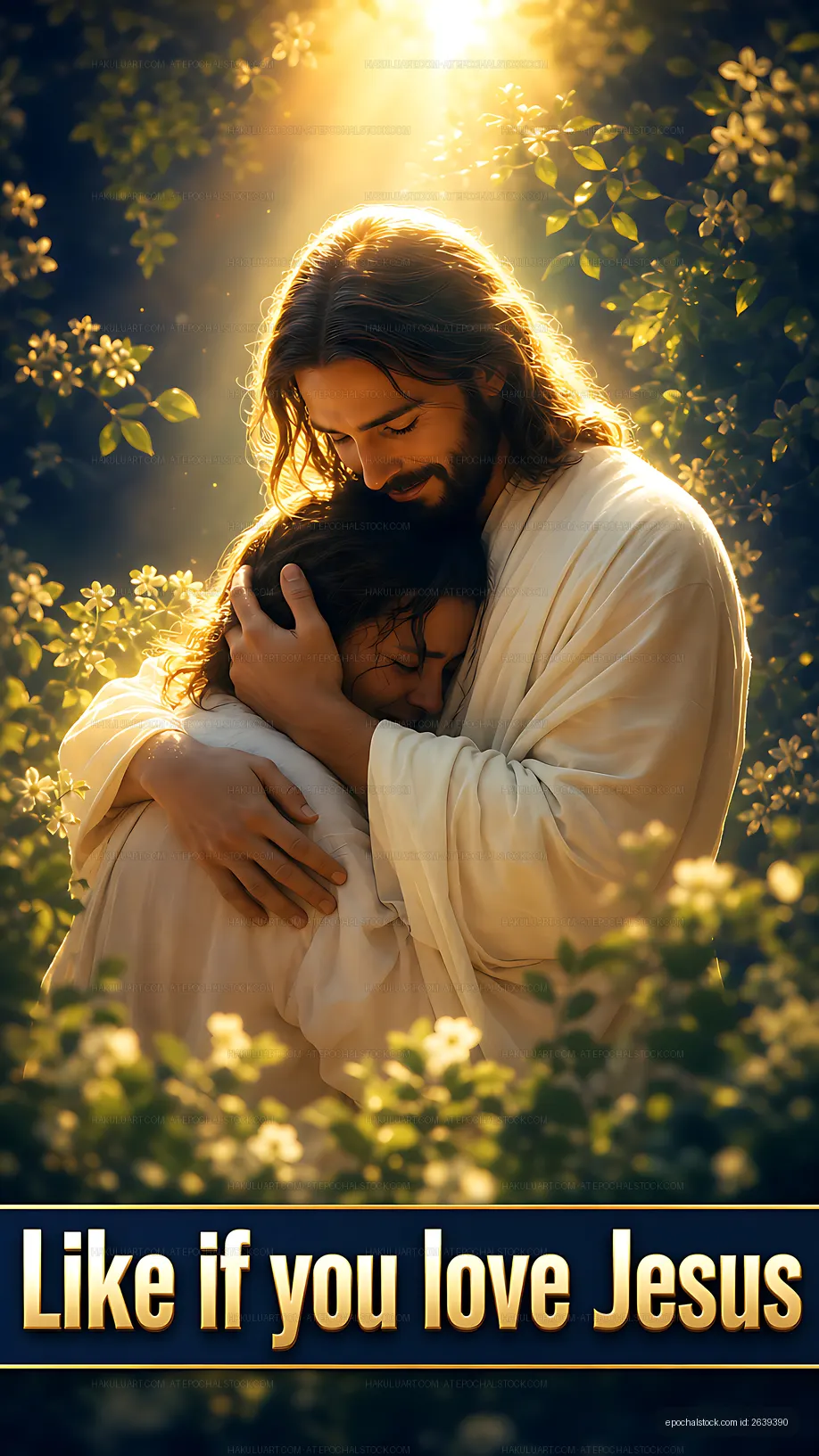 Embrace between a man and woman in a garden setting