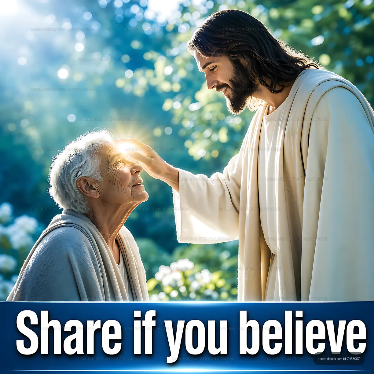 Person receiving blessing in outdoor setting during daytime