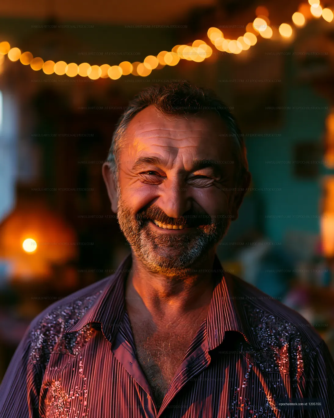 Smiling man with a warm expression in a cozy indoor setting