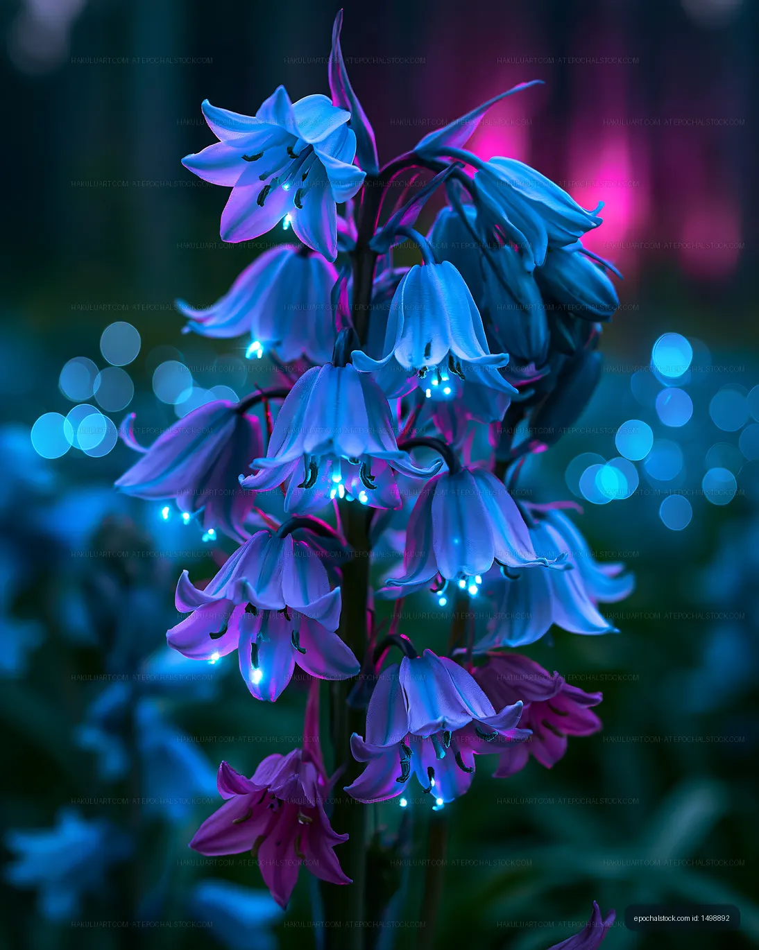 Colorful flowers with lights in a lush garden setting