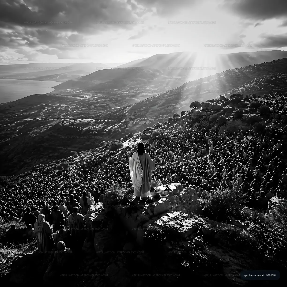 Crowd gathered on a hill under sunlight