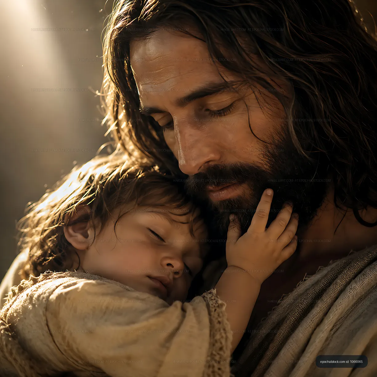 Father and child share a moment of closeness