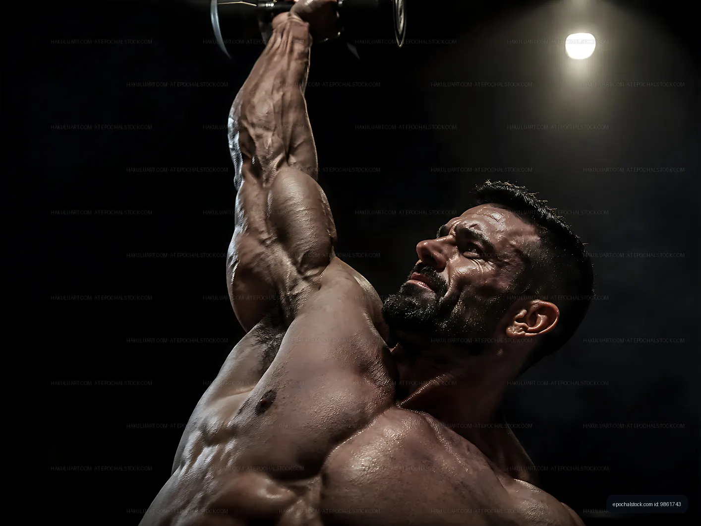 Man lifting dumbbell in a dark gym setting