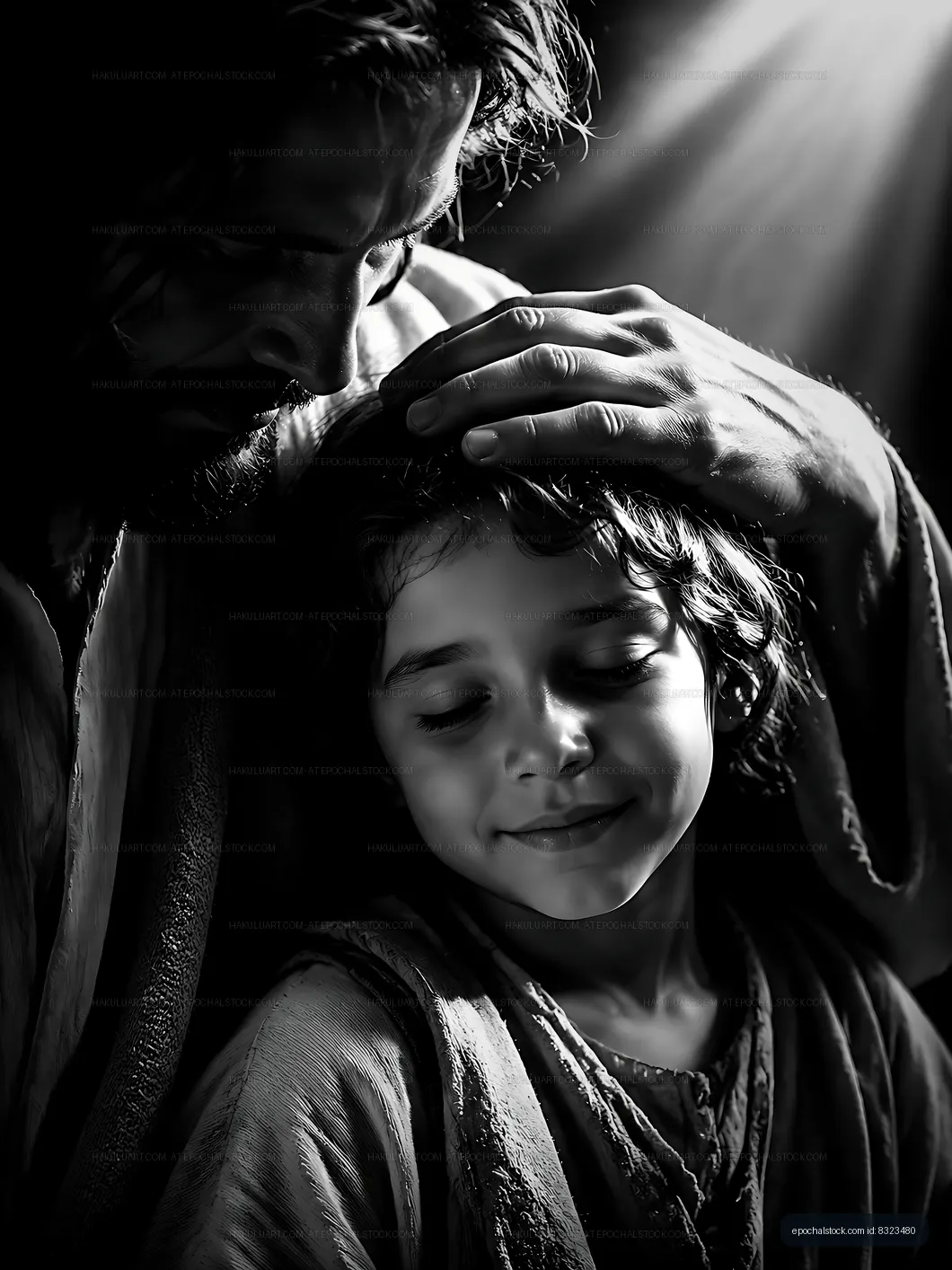 Father and child sharing a moment in dim light