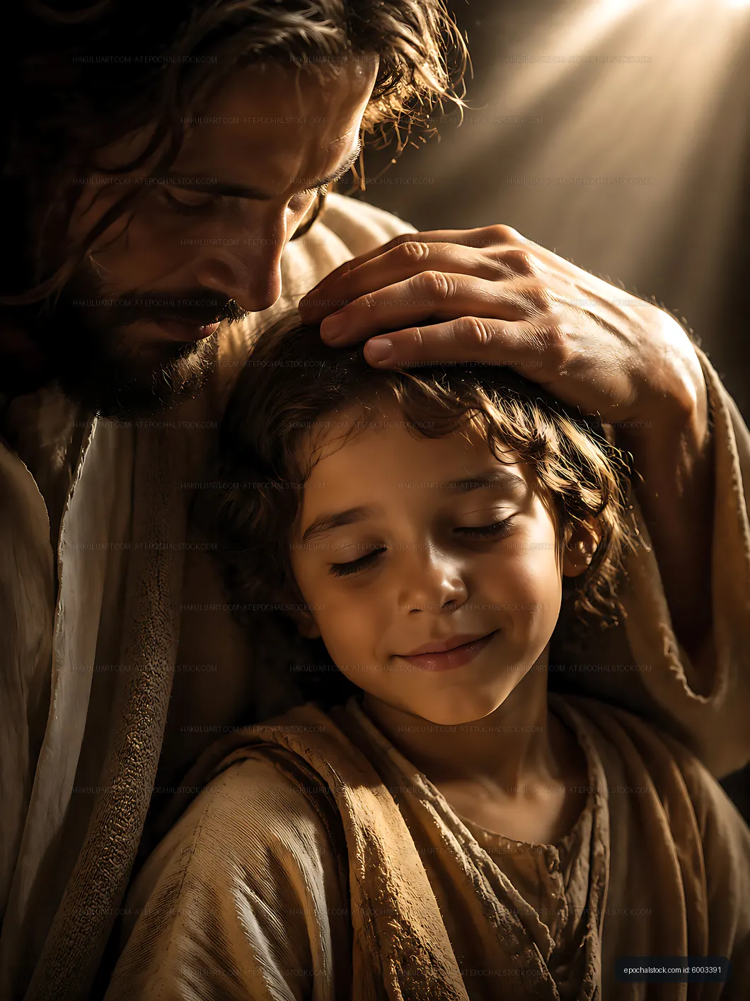 Father and son sharing a moment in soft light