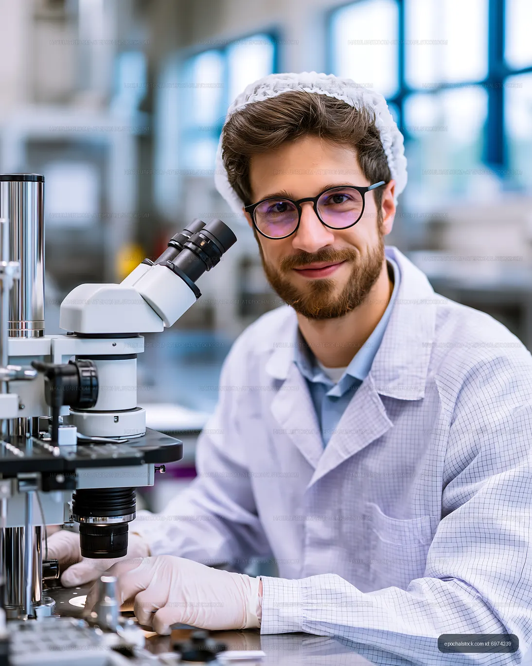 Scientist working in laboratory using microscope