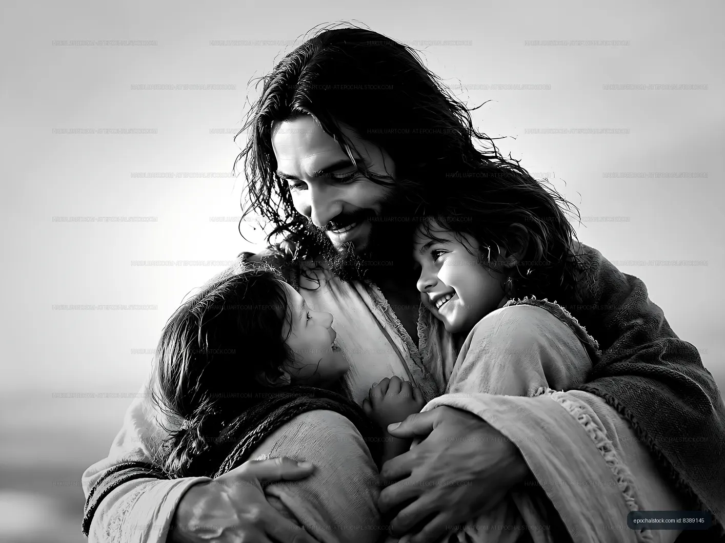 Man embracing children in a warm moment of joy