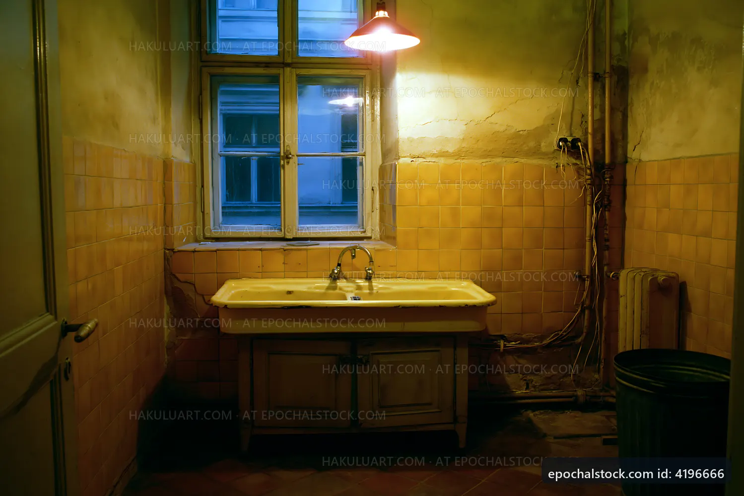 Old kitchen with sink and window on the wall