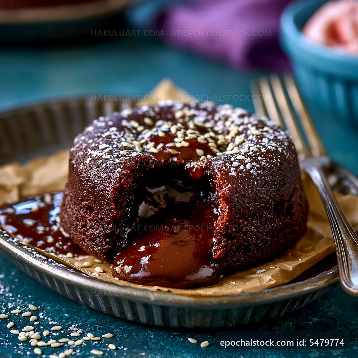 Decadent chocolate lava cake on a plate