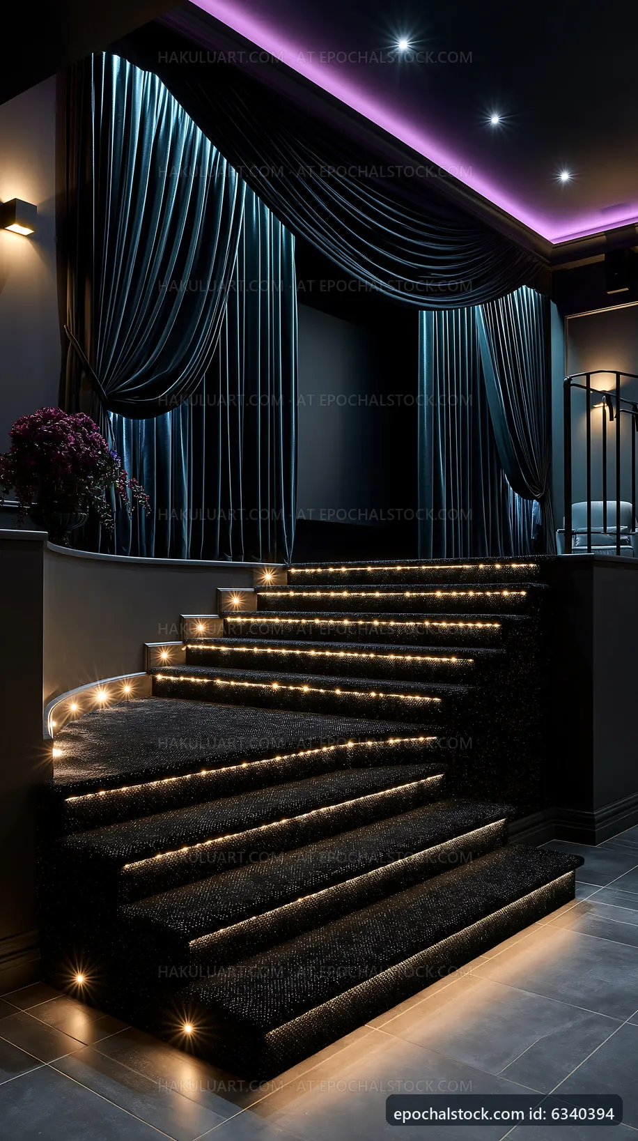 Staircase with decorative lighting in a modern interior