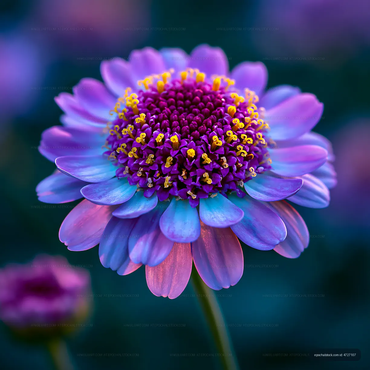 Close-up view of purple flower with yellow center in nature