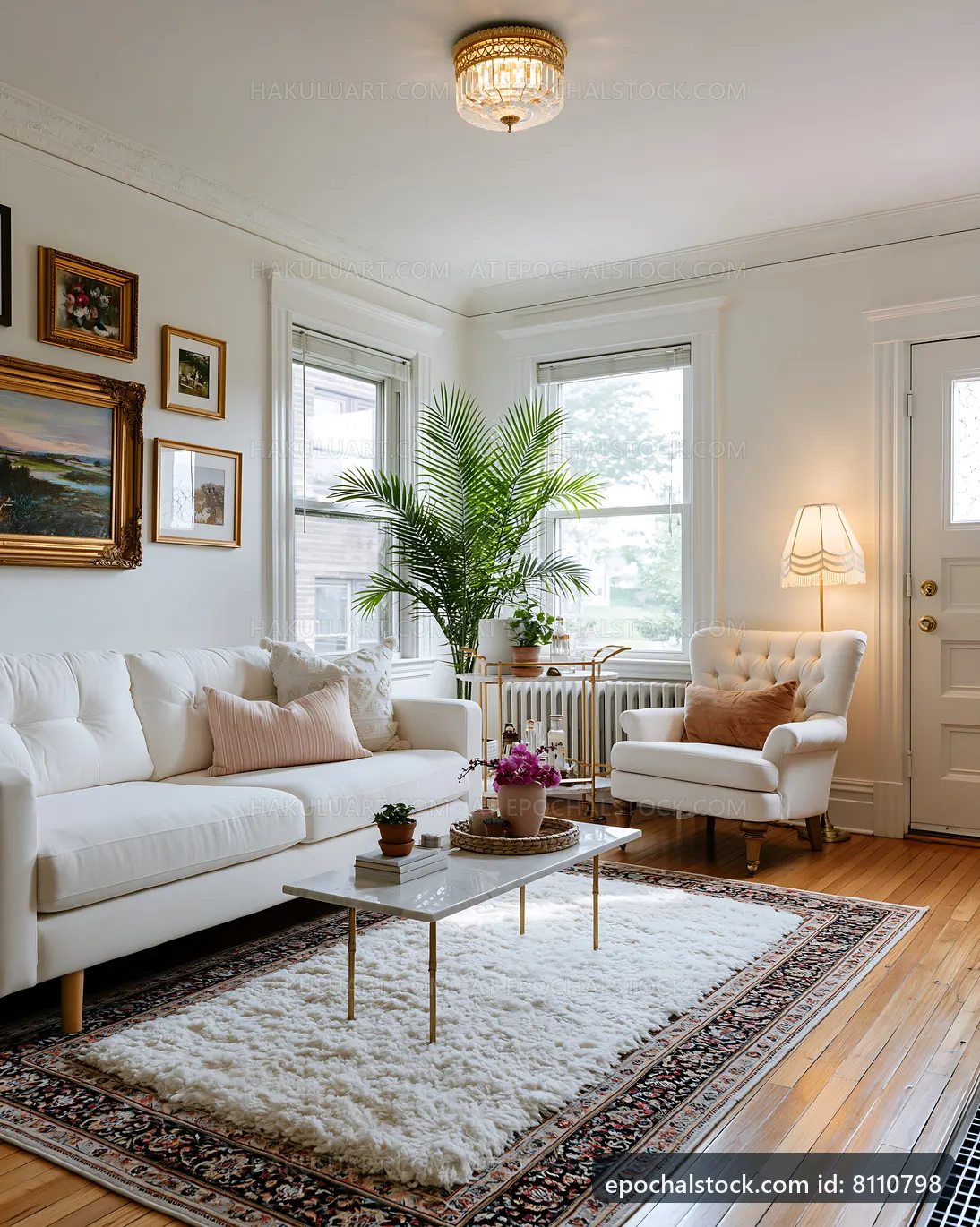 Bright living room with plants and cozy furniture
