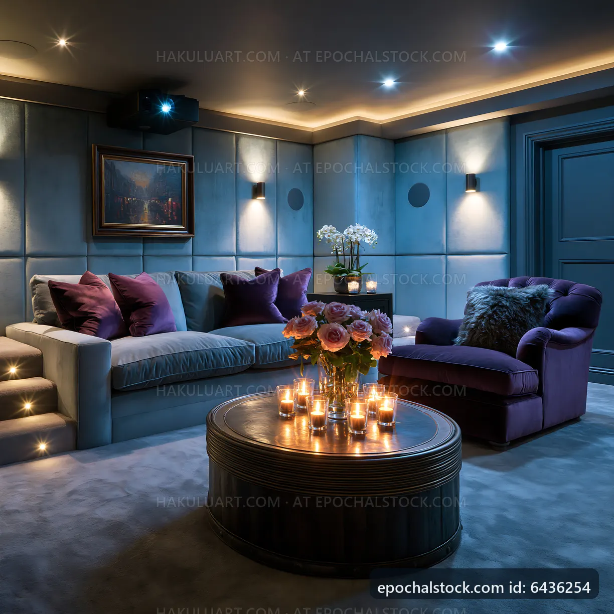 Cozy room with candles and flowers in a private setting