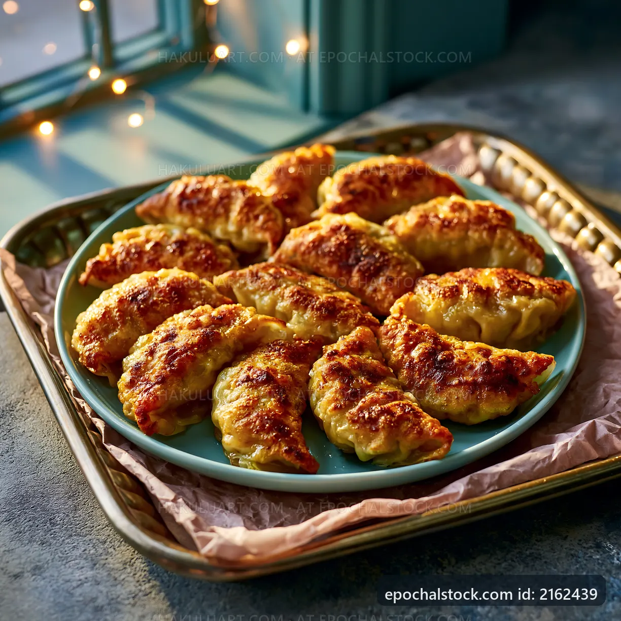 Golden brown dumplings served on a plate