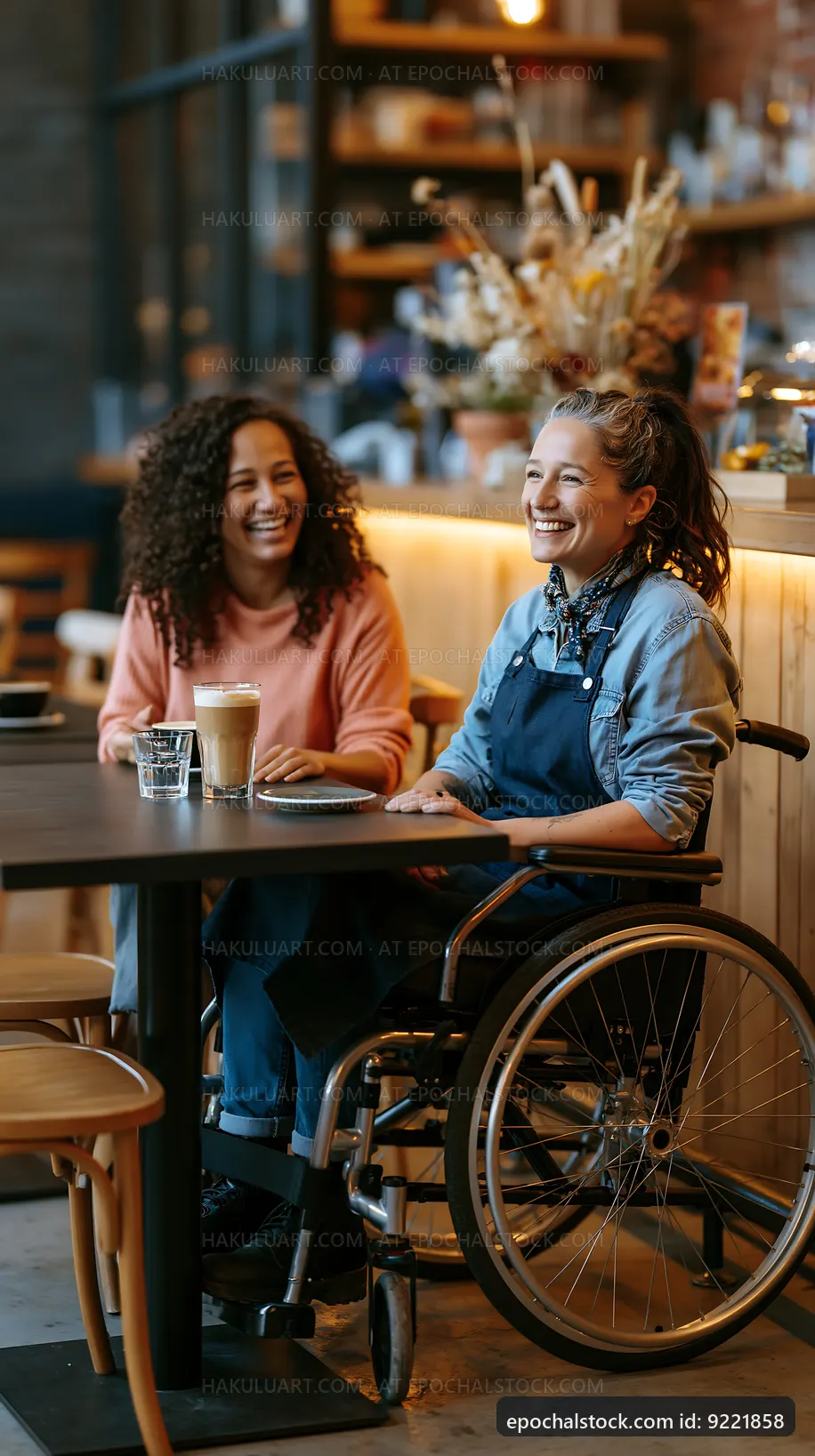 Friends enjoying coffee at a cafe in a cozy setting