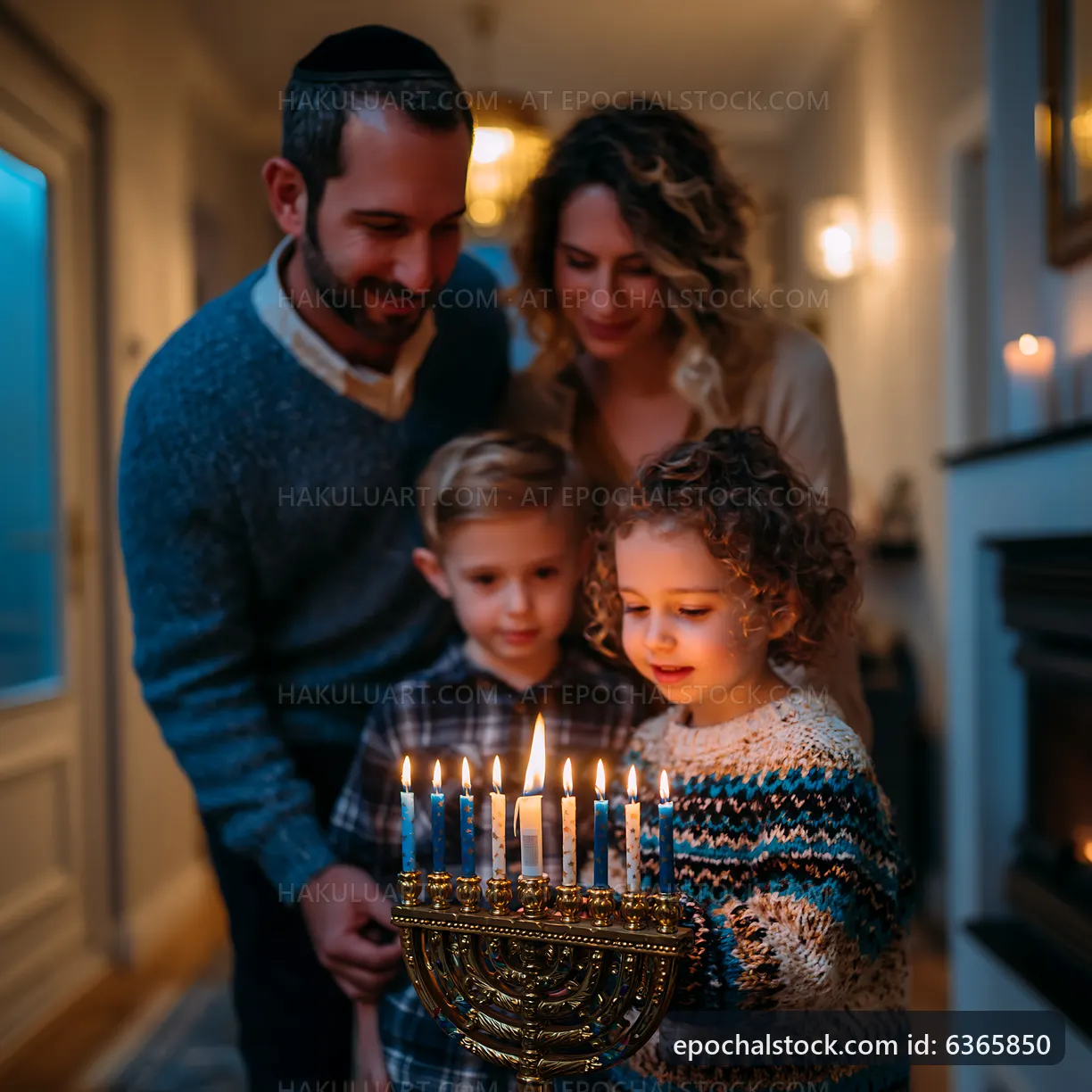Family gathers around menorah to celebrate Hanukkah
