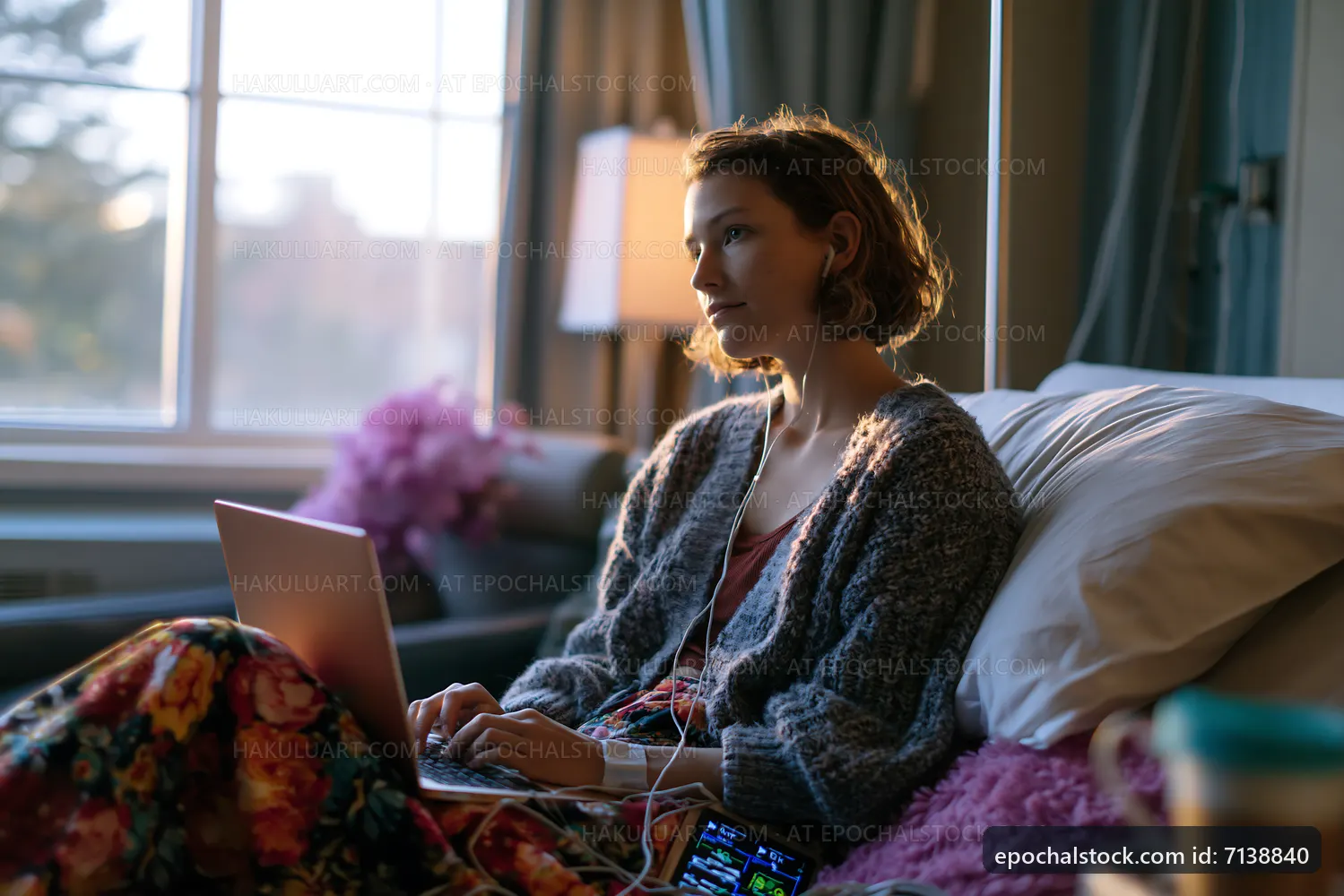 Woman working on laptop at home during daytime