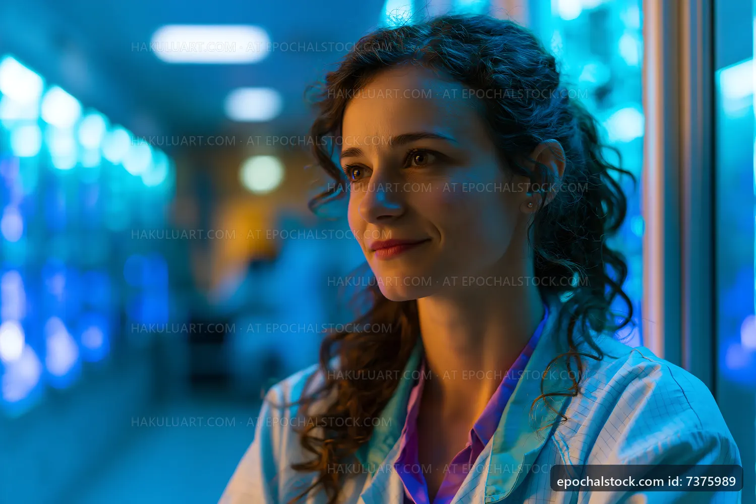 Scientist looking at aquarium in laboratory setting