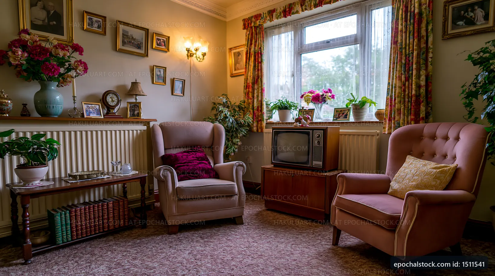 Cozy living room with vintage furniture and decor