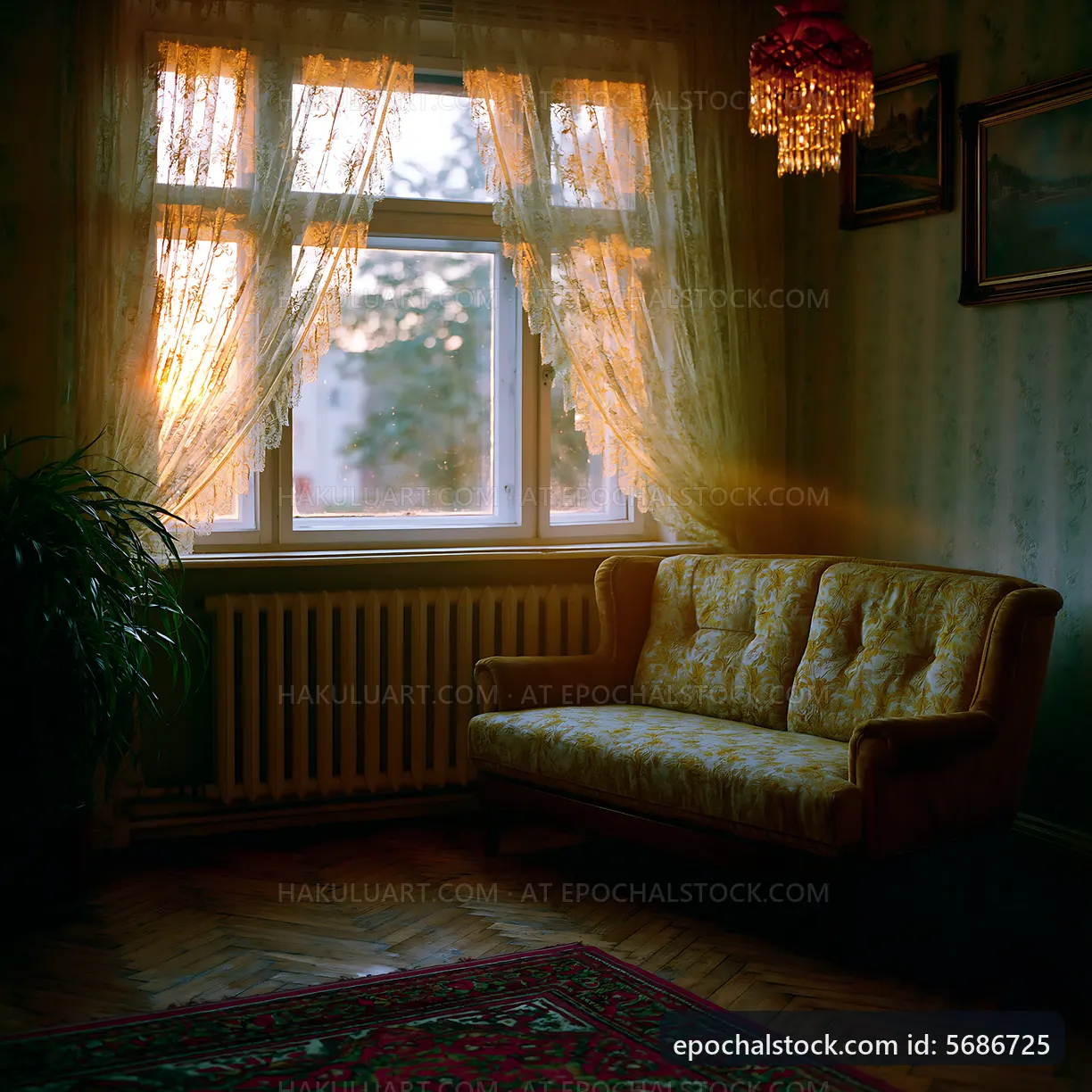 Soft light filtering through curtains in a cozy room