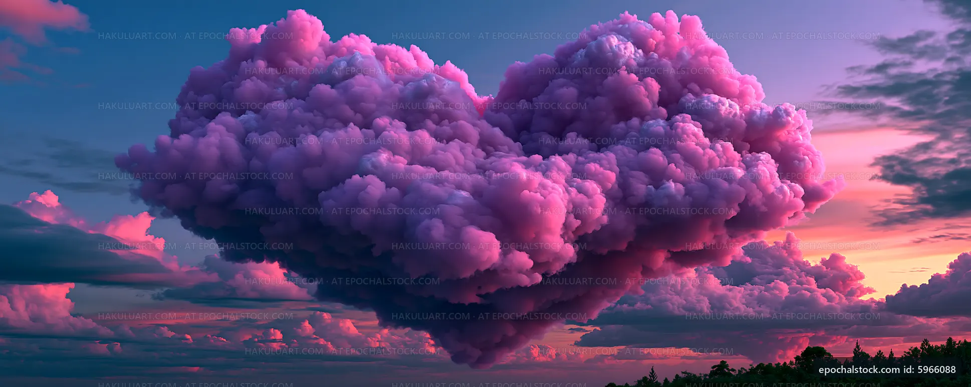 Heart-shaped cloud formation in a colorful sky at sunset