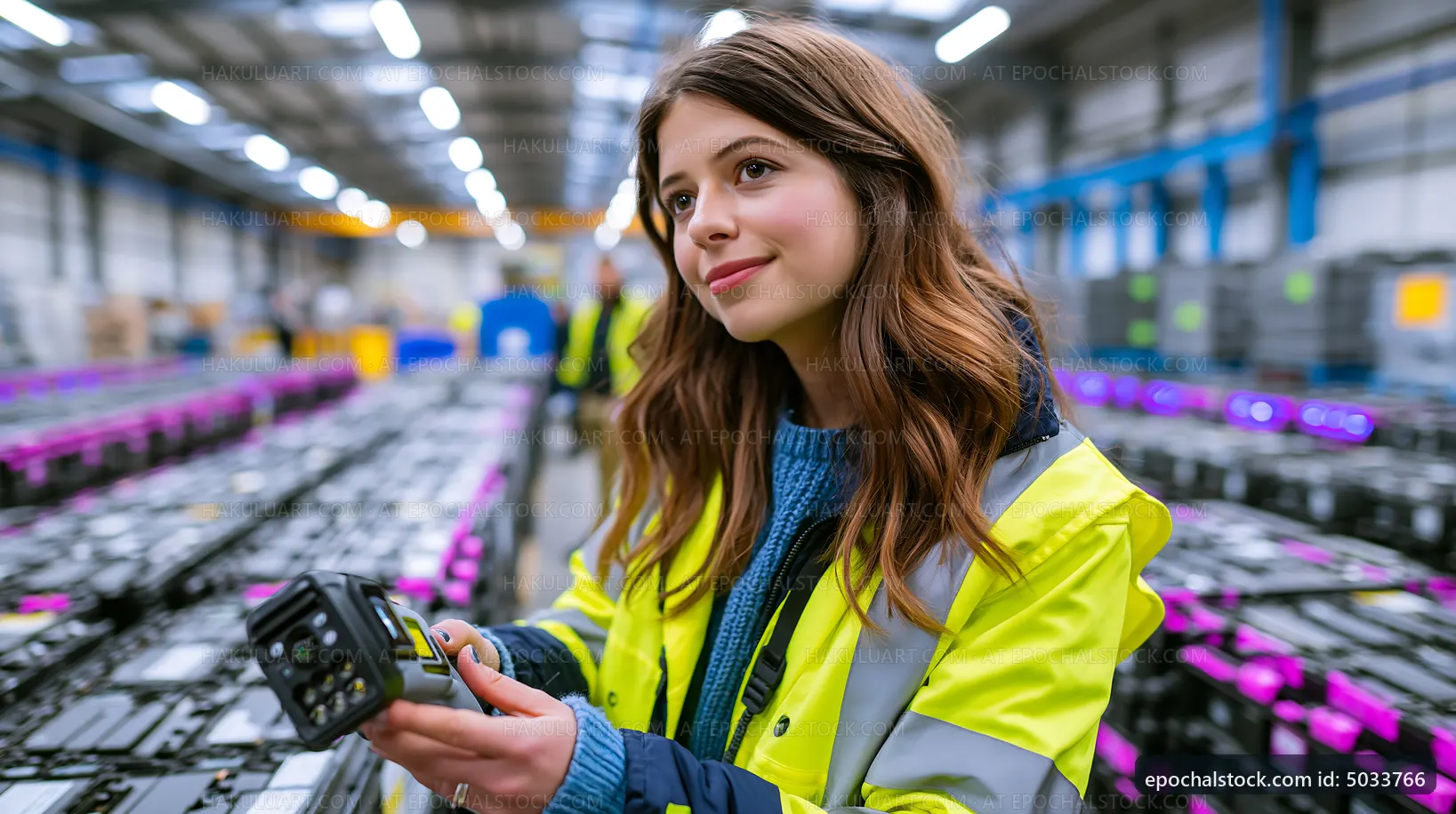 Worker checks equipment in a battery storage facility