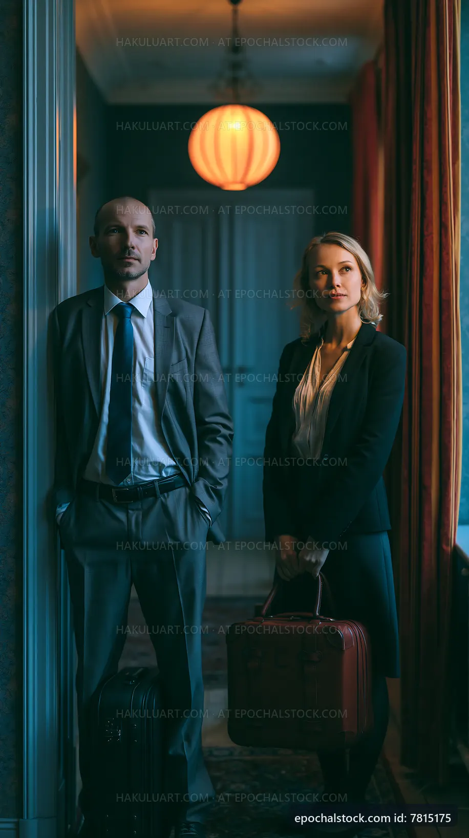 Business professionals waiting in a hallway