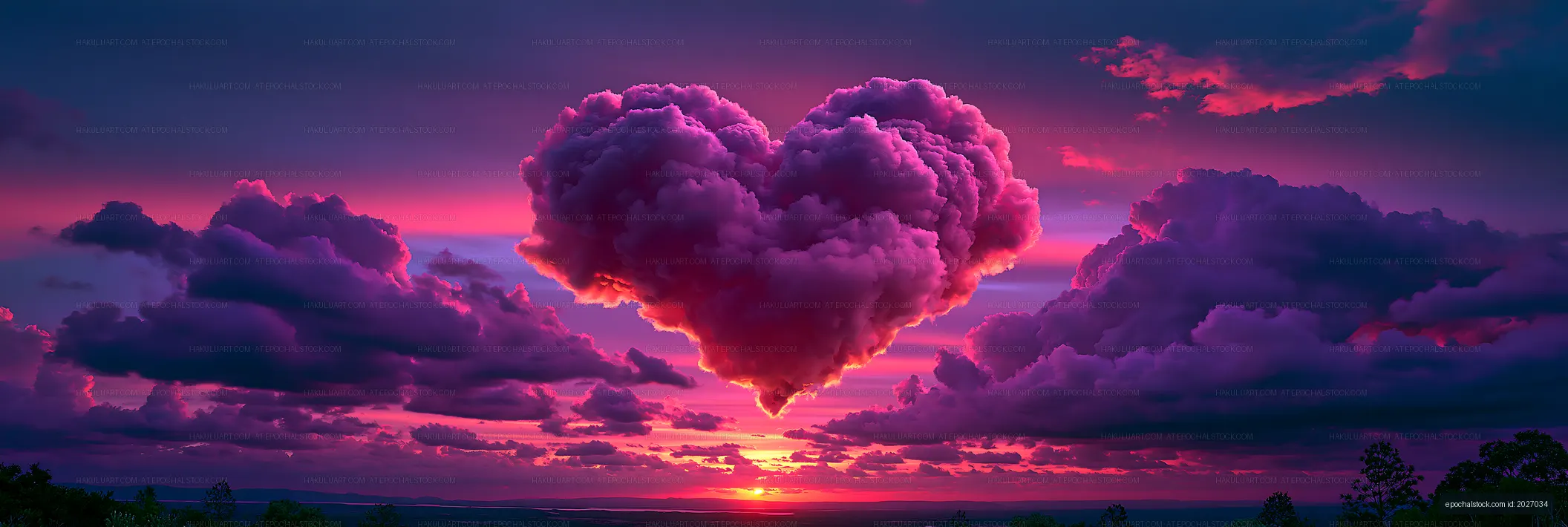 Clouds forming a heart shape during sunset