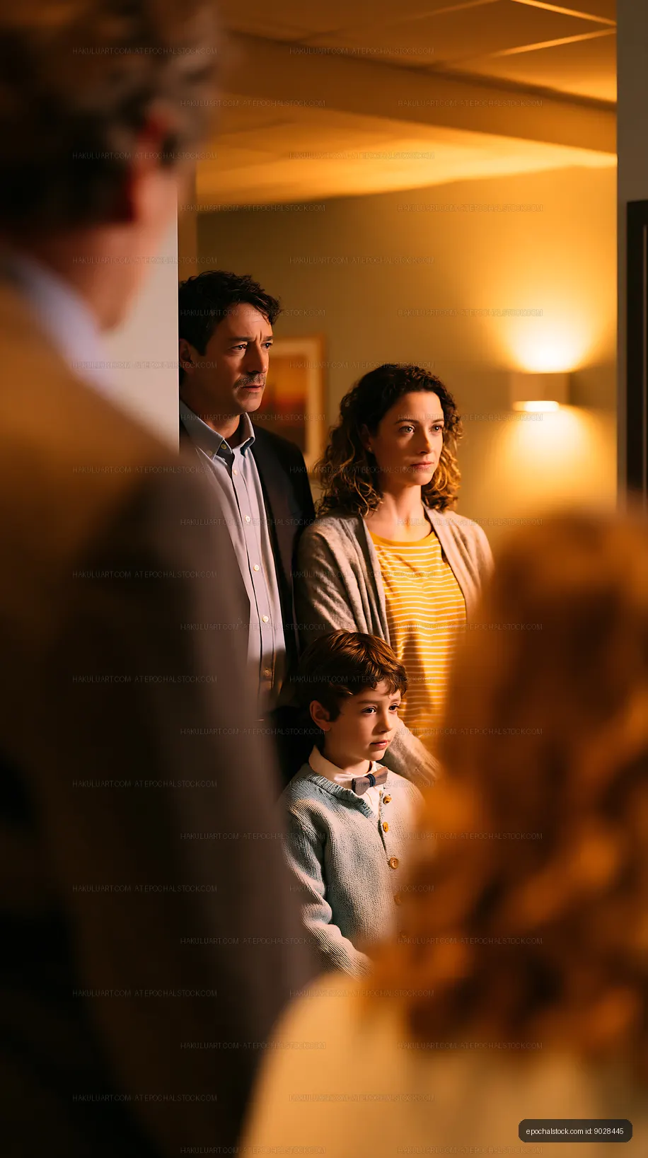 Family gathering in a softly lit room