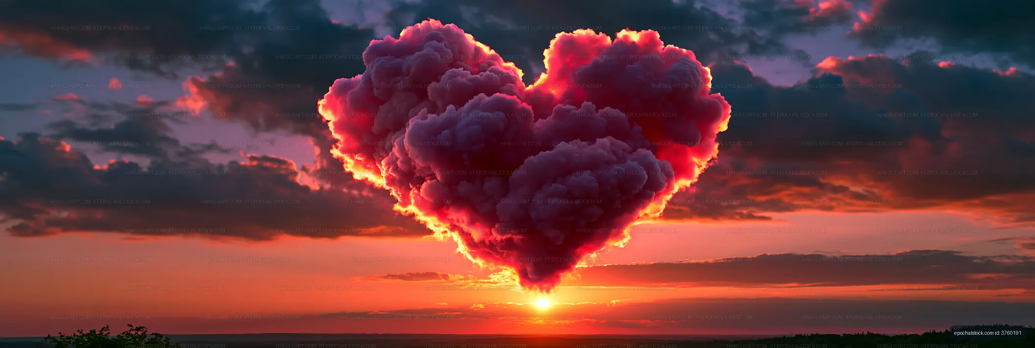 Clouds form heart shape at sunset with vibrant colors