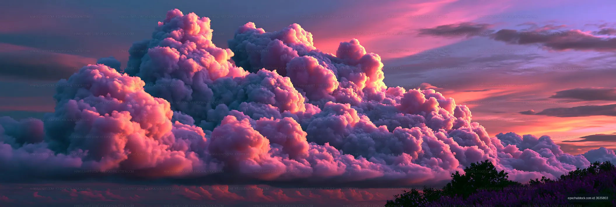 Colorful clouds fill the sky during sunset